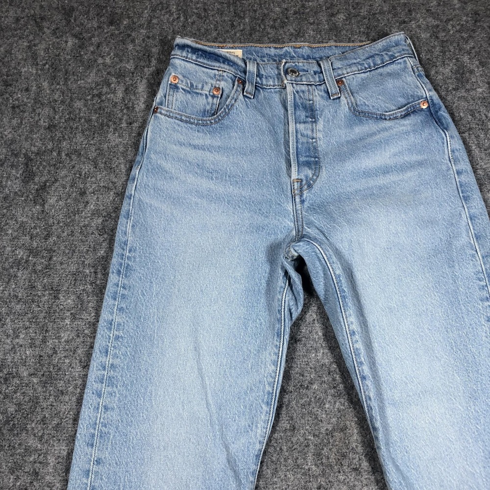 Levi's 501 Premium Jeans Womens 25x26 Light Wash High Rise Straight Big E - Picture 3 of 16